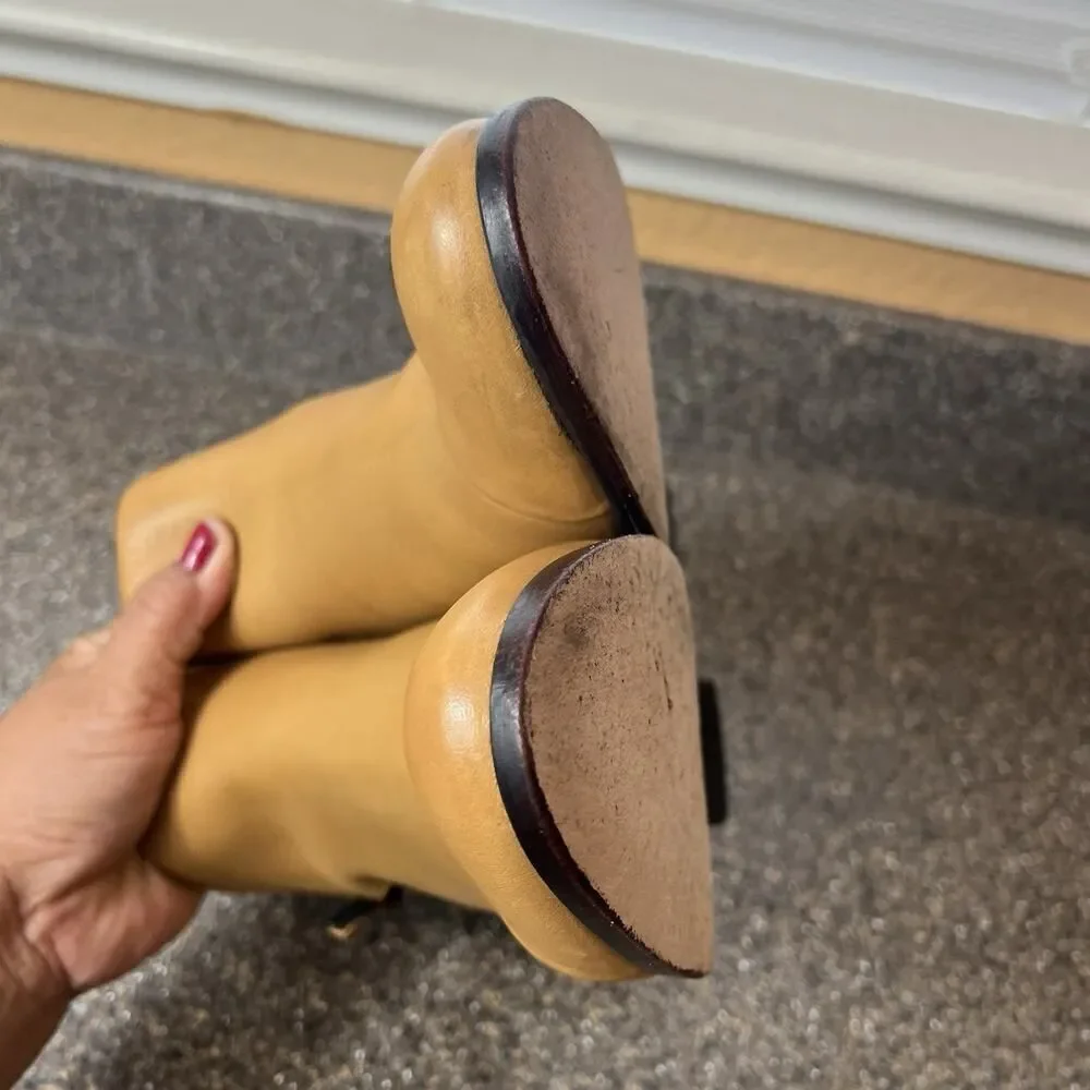 Wolverine 1000 Mile Ankle Bootie Block Heel Tan Black Leather Womens 8.5 Slip On